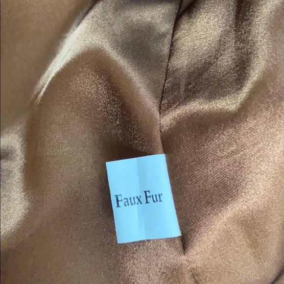 Aqua Brown Faux Fur Coat Mink Look Satin Lining Jacket Size Small - Picture 7 of 10